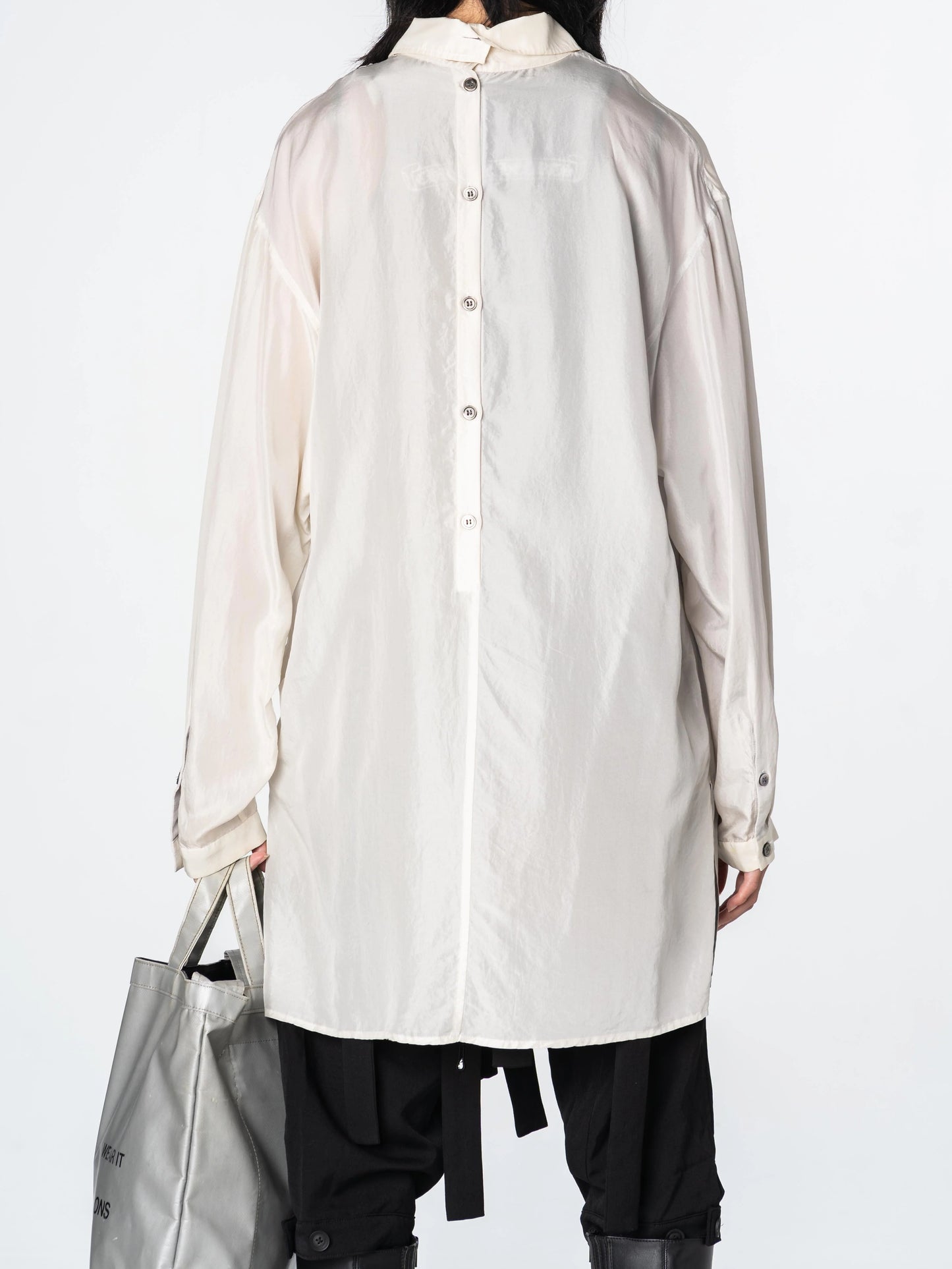 Yohji Yamamoto Suzume Uchida Dress Shirt (Silk, White)